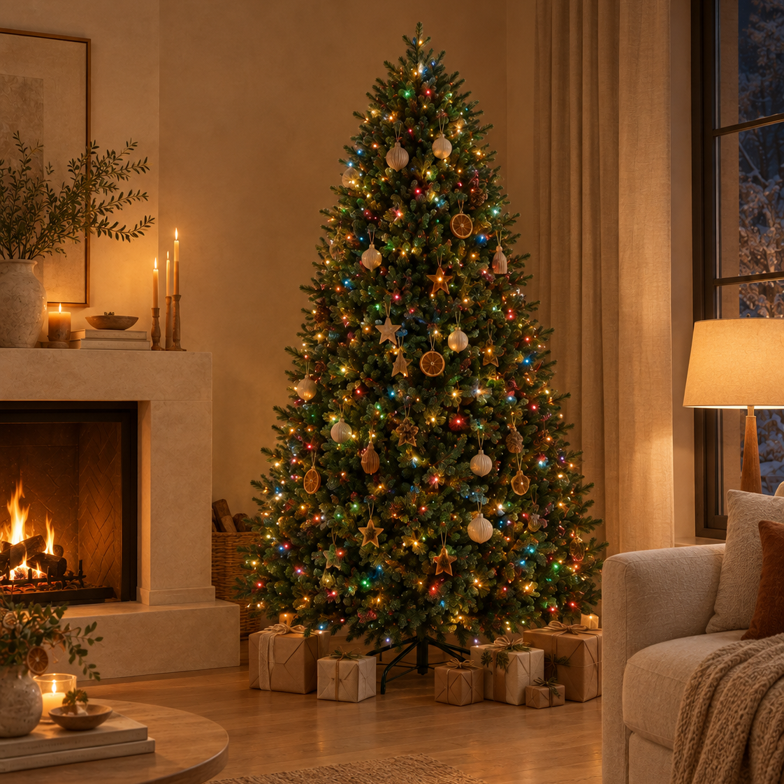 6.5 ft Pre-Lit Full Artificial Christmas Tree