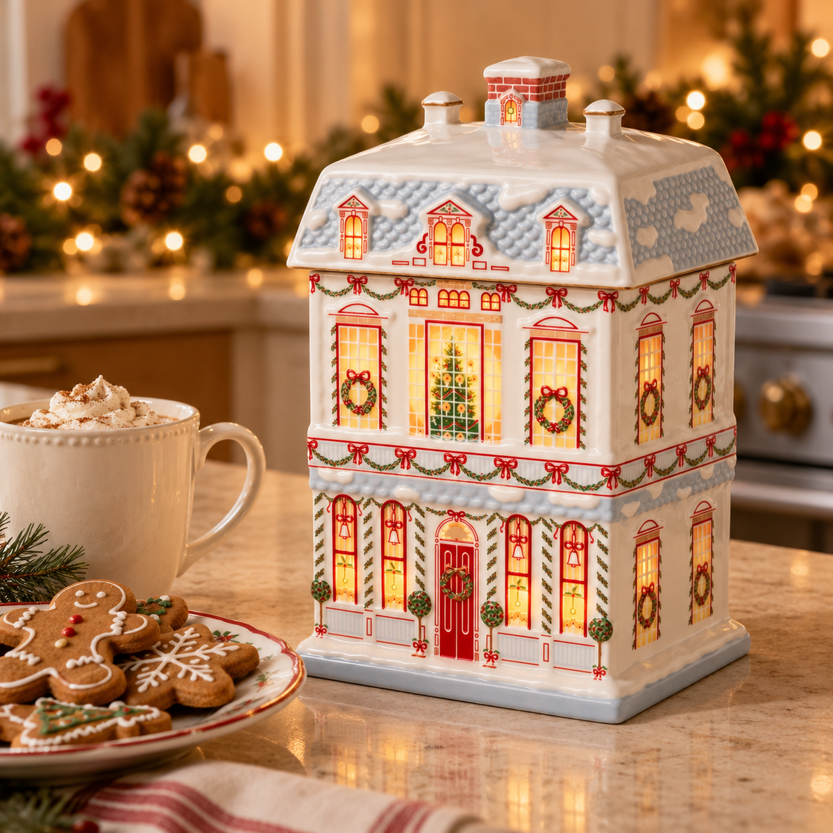 Christmas Village Cookie Jar