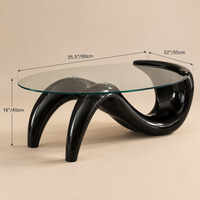 Sculptural Oval Glass Coffee Table 35.5" – view 6