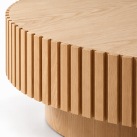 Round fluted coffee table in a modern living room