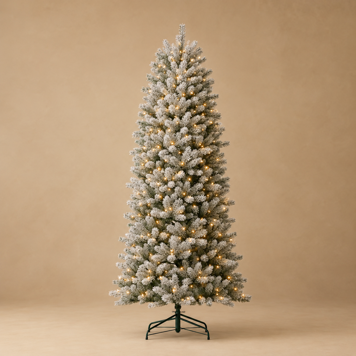 6.5 ft Pre-Lit Slim Flocked Artificial Christmas Tree