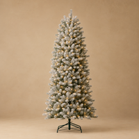 6.5 ft Pre-Lit Slim Flocked Artificial Christmas Tree