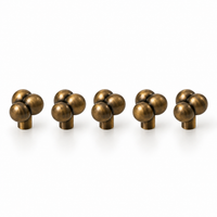 Pack of 5 beaded cabinet knobs, antique brass