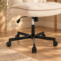Swivel Desk Chair with Wheels Beige Faux Leather Home Office Chair – view 3