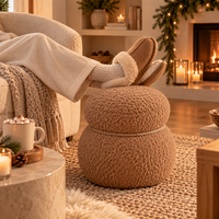 Snowman Stool – Plush Round Belly Christmas Footstool & Ottoman, 17" Tall, White, Light Brown or Green