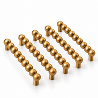 Pack of 5 beaded brass drawer pulls 3.78 inch 96 mm, brushed brass