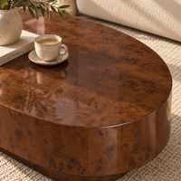 Walnut Burl Wood Oval Coffee Table 43.7" – view 4