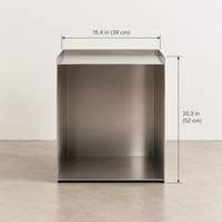 Brushed Stainless Steel Side Table – Modern Cube Nightstand & End Table, 20" Tall, Fully Assembled