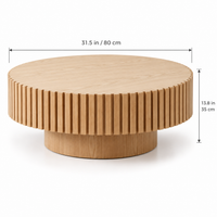 Round fluted coffee table dimensions 31.5 inch diameter, 13.8 inch high