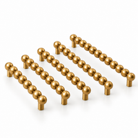 Pack of 5 beaded brass cabinet pulls 5 inch 128 mm, brushed brass