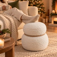 Snowman Stool – Plush Round Belly Christmas Footstool & Ottoman, 17" Tall, White, Light Brown or Green