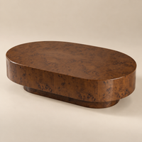Walnut Burl Wood Oval Coffee Table 43.7" – view 5