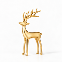 8 inch gold brass standing reindeer figurine