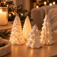 White Ceramic Christmas Trees with Lights – view 2