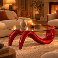 Sculptural Oval Glass Coffee Table 35.5" – view 3