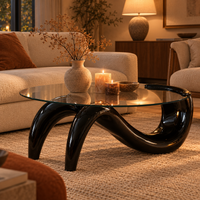 Sculptural Oval Glass Coffee Table 35.5" – view 4