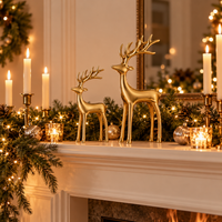 Gold brass reindeer Christmas decoration, 8 and 12 inch