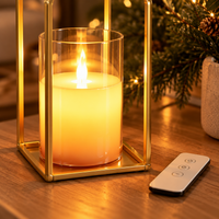 Gold Metal Candle Lanterns with LED Flameless Candles – Timer & Remote, Indoor/Outdoor Holiday Decor, 12" & 15"