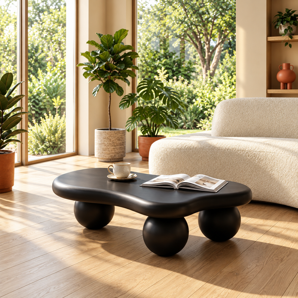 Cloud Coffee Table 40" with Ball Legs Low Modern Coffee Table for Living Room