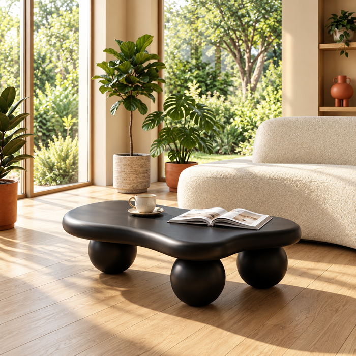Cloud Coffee Table 40" with Ball Legs Low Modern Coffee Table for Living Room