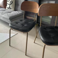 Faux Leather Dining Chair with Backrest, Curved Modern Kitchen Chair – view 7