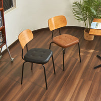 Faux Leather Dining Chair with Backrest, Curved Modern Kitchen Chair – view 3