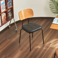 Faux Leather Dining Chair with Backrest, Curved Modern Kitchen Chair – view 9