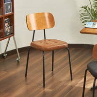 Faux Leather Dining Chair with Backrest, Curved Modern Kitchen Chair – view 10