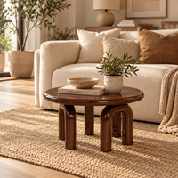 Round Burgundy Coffee Table 31.5" – view 3