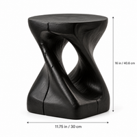 Black twisted side table dimensions 16 inch high, 11.75 inch wide