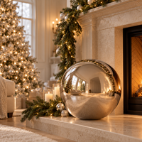 16 inch polished stainless steel decorative orb, silver chrome sphere