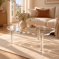Clear Acrylic Cloud Coffee Table 39" with 3 Bubble Legs – view 3