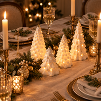 White Ceramic Christmas Trees with Lights – view 3