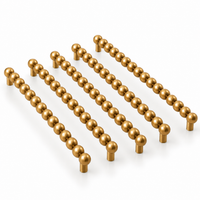 Pack of 5 long beaded brass cabinet pulls 8.8 inch 224 mm, brushed brass