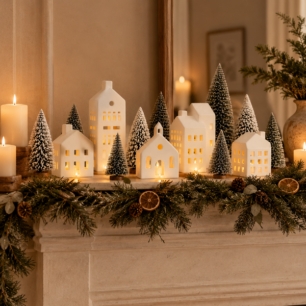 Lighted Ceramic Christmas Village Set