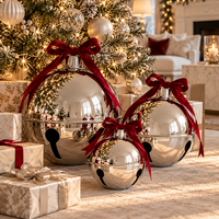 Decorative Silver Holiday Bells with Velvet Bow – Oversized Inflatable Christmas Jingle Bells