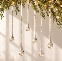 Silver mercury glass teardrop Christmas ornaments, set of 6