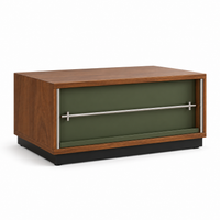 Mid-Century Modular Storage Cabinet with olive green door – view 2