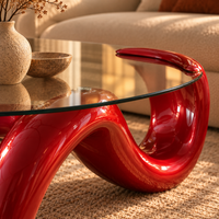 Sculptural Oval Glass Coffee Table 35.5" – view 5