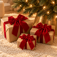 Red Velvet Christmas Bows with Wire Ties – view 4