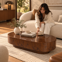 Walnut Burl Wood Oval Coffee Table 43.7" – view 3