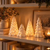 White Ceramic Christmas Trees with Lights – view 4
