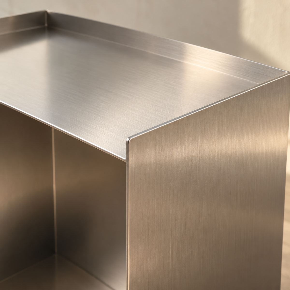 Brushed Stainless Steel Side Table – Modern Cube Nightstand & End Table, 20" Tall, Fully Assembled