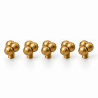 Pack of 5 beaded brass cabinet knobs, brushed brass