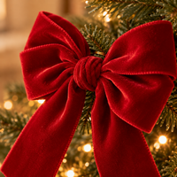Red Velvet Christmas Bows with Wire Ties – view 5