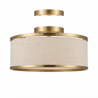 Linen Drum Semi-Flush Light