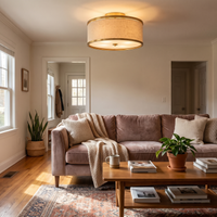 Linen Drum Semi-Flush Light - lifestyle